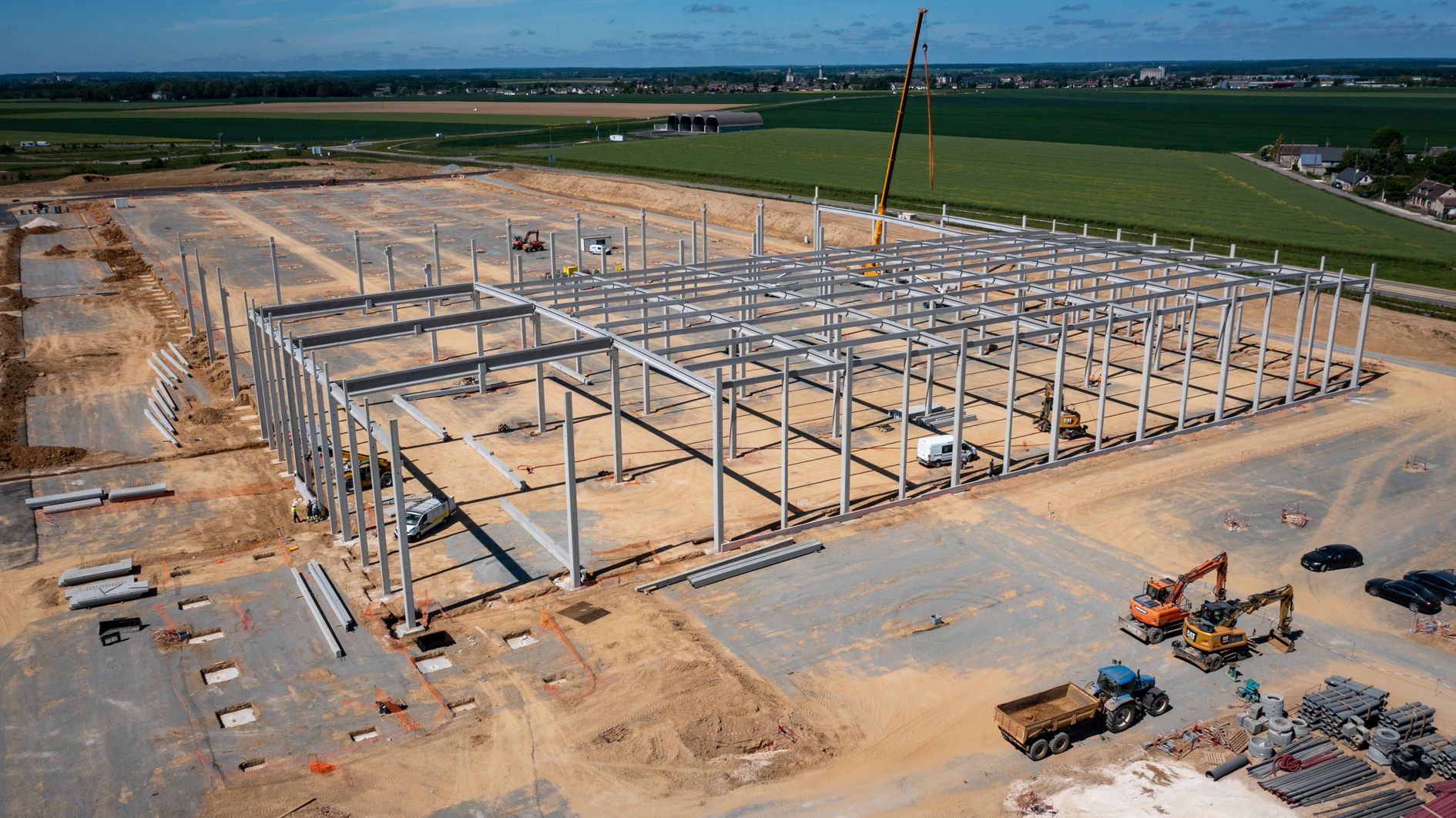 Construction d’une plateforme logistique en ossature béton Rector.