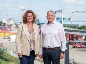 Claire Merlin, directrice générale des Ports de Strasbourg & Jean-Luc Heimburger, président de la CCI Alsace Eurométropole