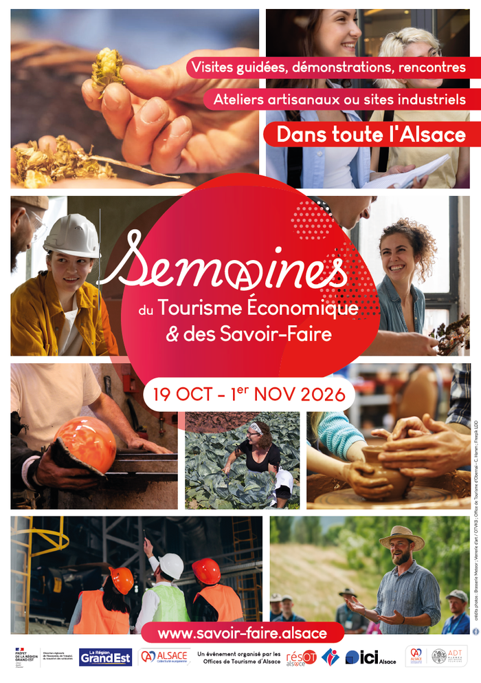 Du 19 octobre au 1er novembre 2026, les "Semaines du Tourisme Économique et des Savoir-Faire" invitent le grand public dans les coulisses des usines, ateliers, commerces et sites de production de toute l’Alsace.