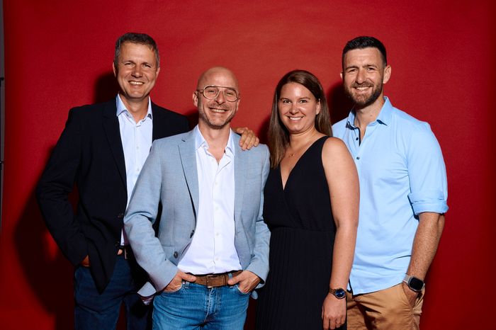 Les fondateurs d'Actinvision. De gauche à droite : Alexandre Tricot, Olivier Catherin, Caroline Kleemann et Martin Lee.
