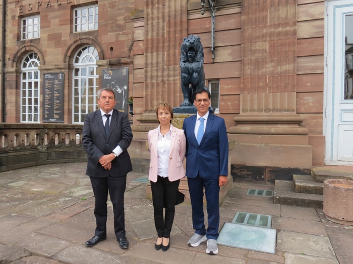 De gauche à droite : Monsieur Stéphane Brossard, premier président de la Cour d’appel de Metz - Madame Danièle Churlet-Caillet, première présidente de la Cour d’appel de Colmar - Monsieur Tony Fasciglione, président de la Compagnie Régionale des Juges Consulaires d’Alsace-Moselle