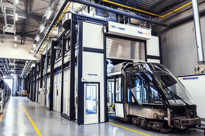Weinmann Technologies a conçu la Modu-Factory, une cabine de peinture industrielle dimensionnée pour accueillir une rame de tramway entière, pour la Compagnie des Transports Strasbourgeois.