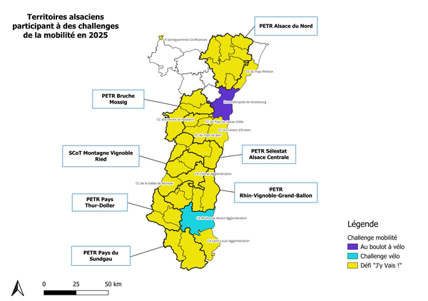 Territoires alsaciens participant à des challenges de la mobilité en 2025